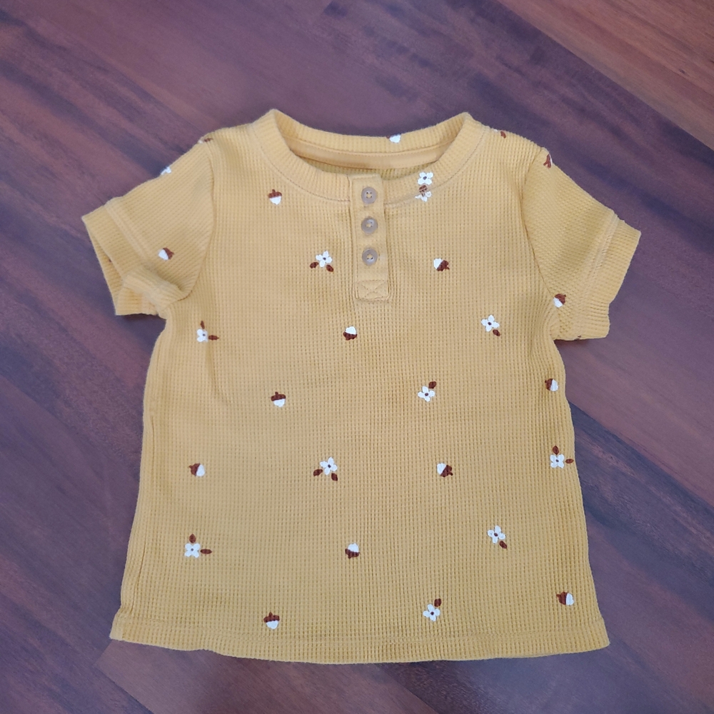 5/$30 Cat & Jack Mustard Kids Tee with Floral Accents